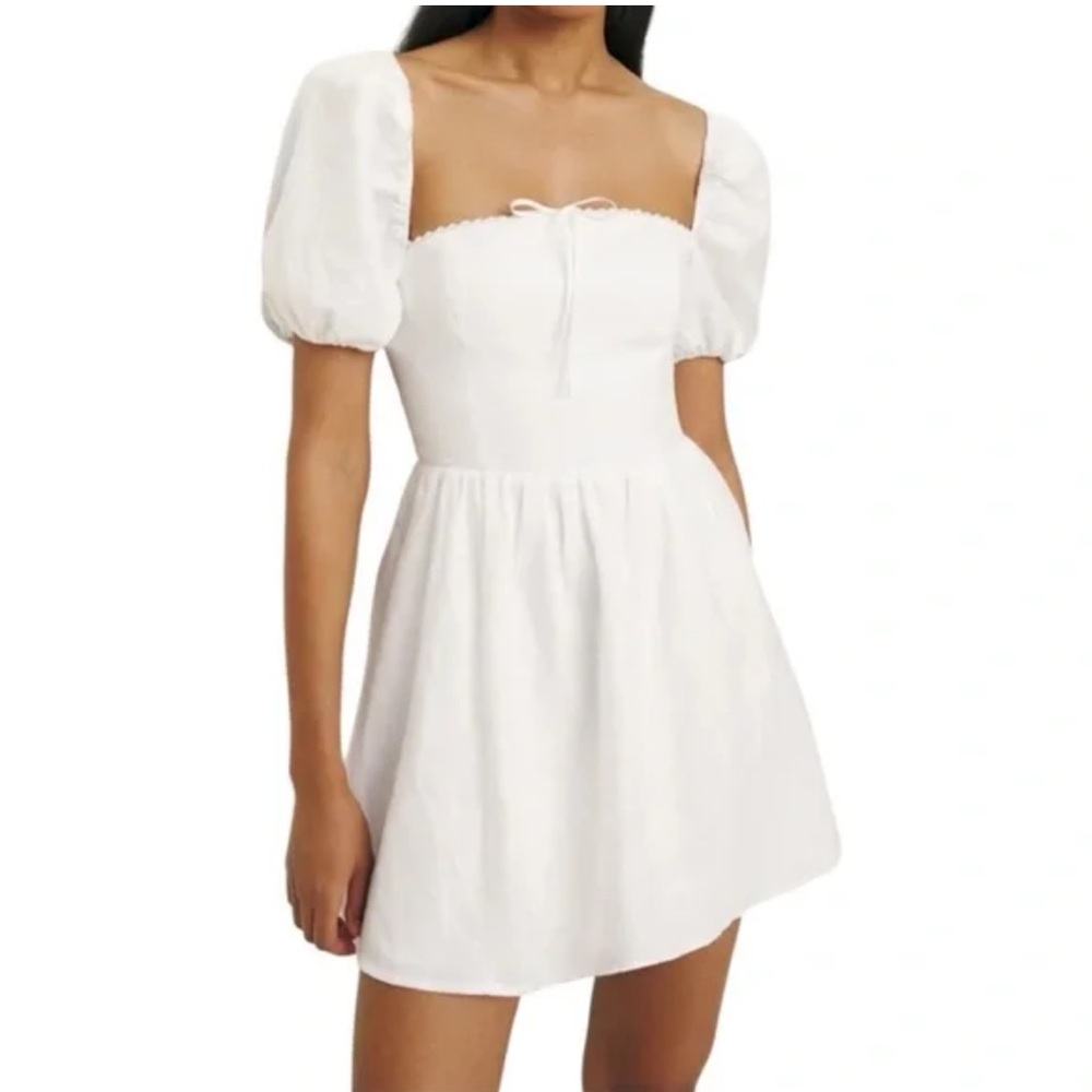 Reformation Malvina Linen Puff Sleeve Minidress